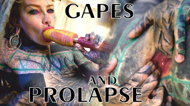 TATTOO girl masturbating, fingering her pussy and ass