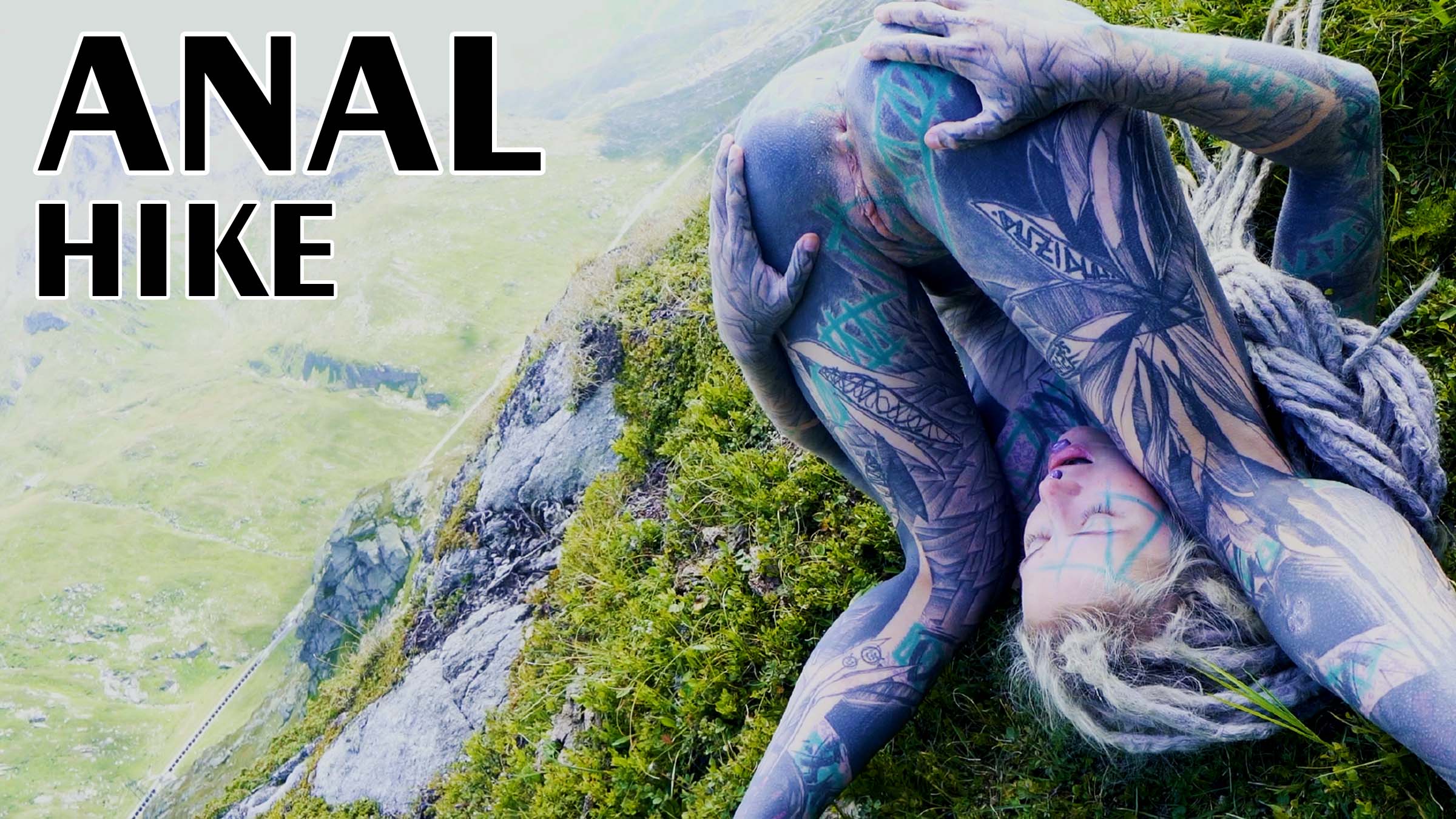 Tattooed couple OUTDOOR ANAL POV fuck - PUBLIC blowjob and GAPES