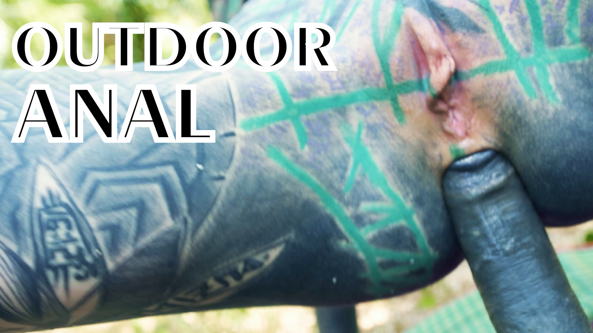 ANAL picnic in PUBLIC - TATTOO couple outdoor FUCK